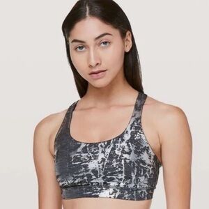 Lululemon Energy Bra Crinkle Heather Brindle High Shine Foil